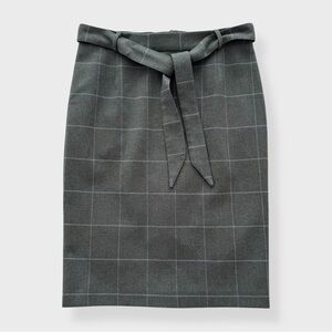House of Bruar – Pure New Wool Tweed Pencil Skirt – Green Herringbone Check